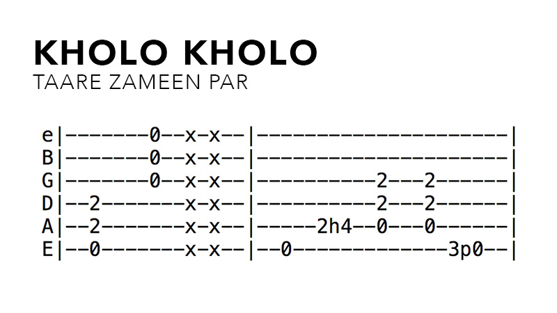 Kholo Kholo_Hindi Guitar Tabs