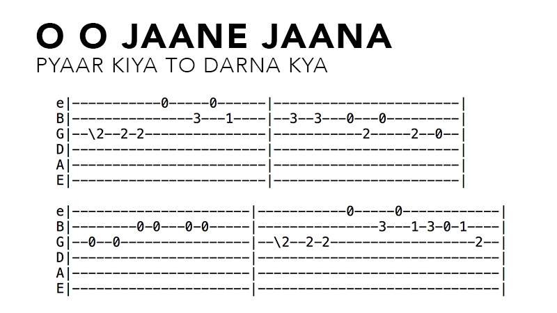 O O Jaane Jaana Guitar Riff Tab